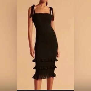 Bow Strap Midi Stretch Dress